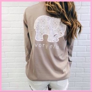 IVORY ELLA | Long Sleeve Taupe Cotton T-Shirt